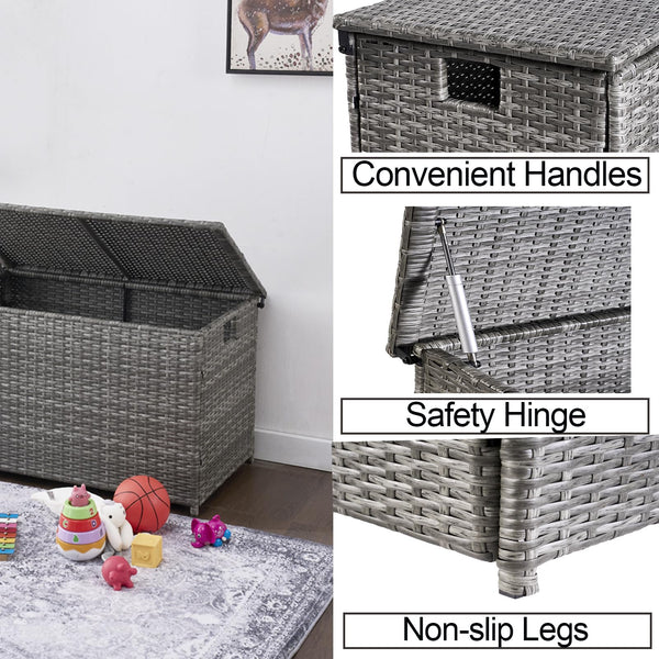 Handwoven Wicker Storage Trunk with Stay-Open Lid