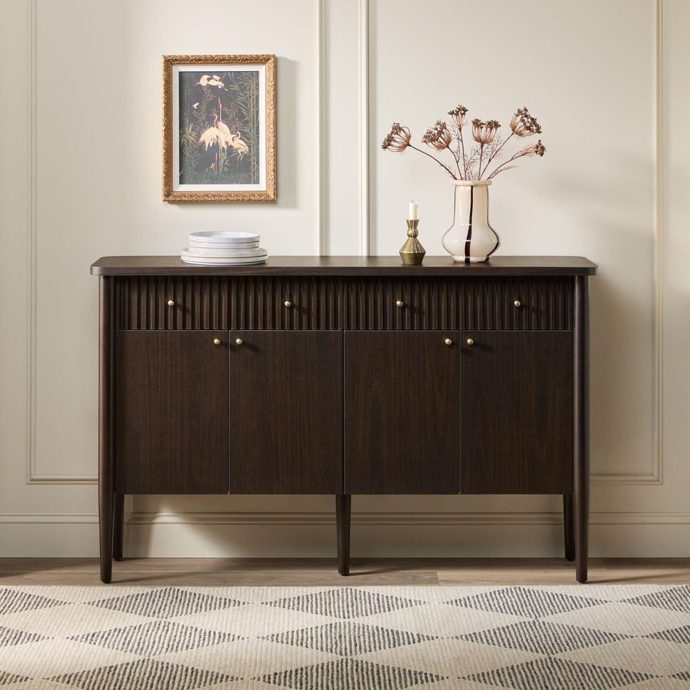 58-Inch Fluted Wood Buffet Sideboard with Storage