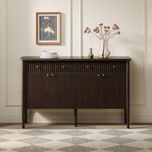 58-Inch Fluted Wood Buffet Sideboard with Storage
