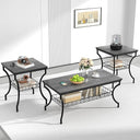 3-Piece Living Room Coffee Table Set with Storage Shelves