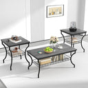 3-Piece Coffee and End Table Set with Storage Shelves