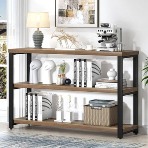 47" Industrial Console Table with 3-Tier Storage Shelves