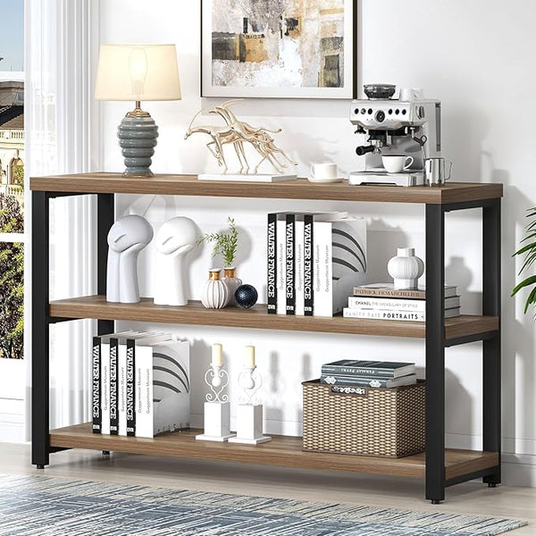 47" Industrial Console Table with 3-Tier Storage Shelves