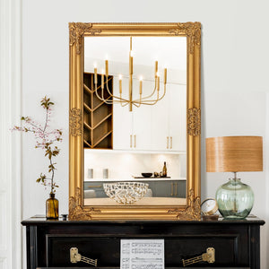 Baroque Gold Wall Mirror – Ornate Antique Rectangular Frame