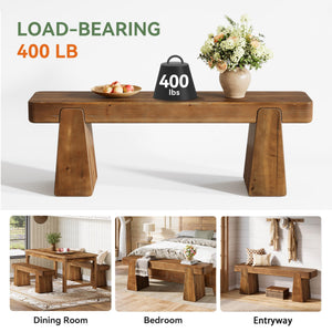 47-Inch Solid Wood Farmhouse Entryway Bench
