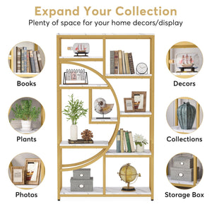 9-Shelf Etagere Bookcase with Metal Frame