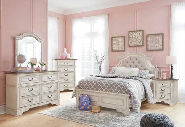 Chipped White Nightstand with Drawers & USB Charging