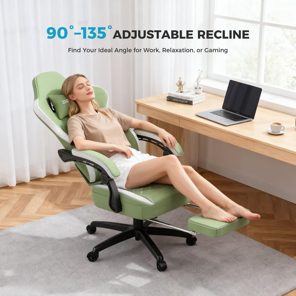Ergonomic Gaming Chair with Pocket Spring Cushion & Footrest