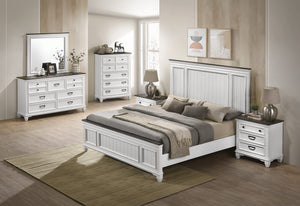 Farmhouse Bedroom Set with Shiplap Bed, Dresser, Mirror, Nightstands & Chest