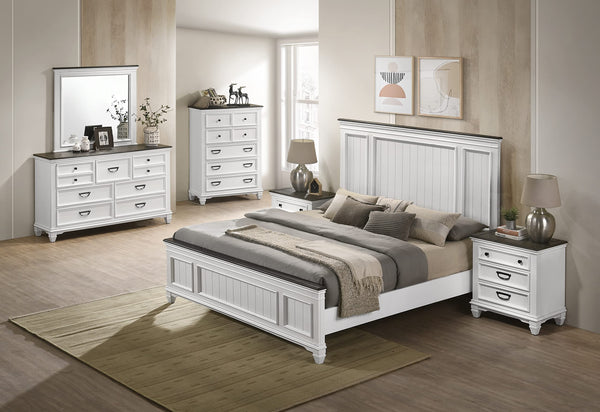 Farmhouse Bedroom Set with Shiplap Bed, Dresser, Mirror, Nightstands & Chest