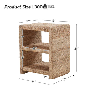 Rattan Nightstand with Seagrass Accents & Drawers – Set of 2