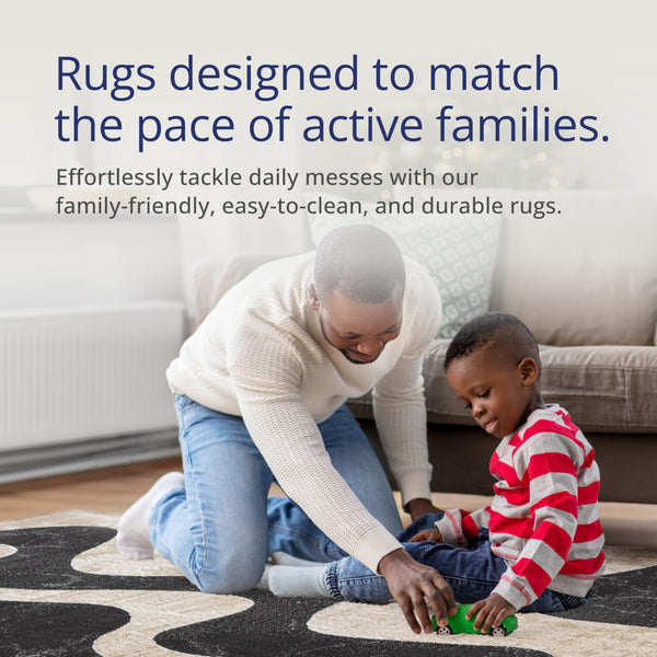 Beige & Black Swirl Modern Area Rug