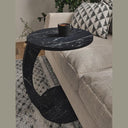C Shaped End Table with Wheels - Round Rolling Side Table