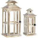 Rustic Wooden Decorative Lanterns Set of 2 – Indoor Outdoor Candle Lanterns