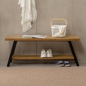 Entryway Shoe Storage Bench with Shelves – Industrial Style