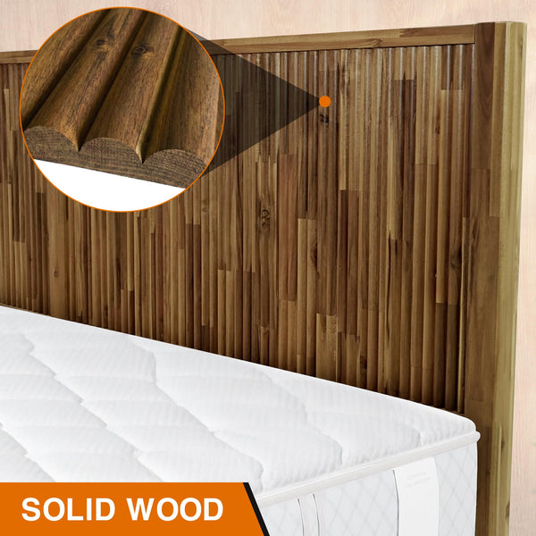 Solid Wood Platform Bed Frame with Headboard