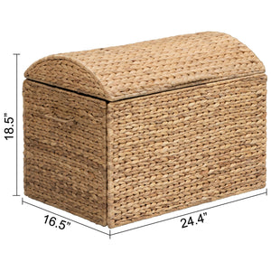 Water Hyacinth Wicker Storage Trunk with Metal Frame