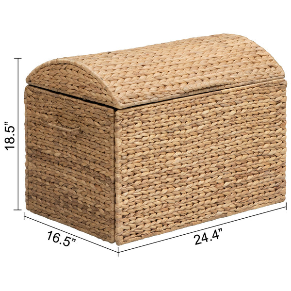 Water Hyacinth Wicker Storage Trunk with Metal Frame
