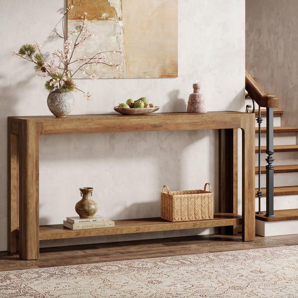63-Inch 2-Tier Farmhouse Console Table