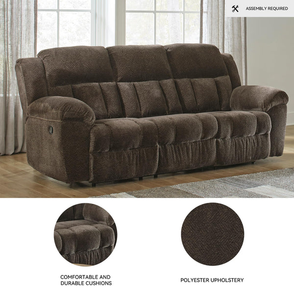 Manual Reclining Sofa – Polyester Upholstery, Pull Tab