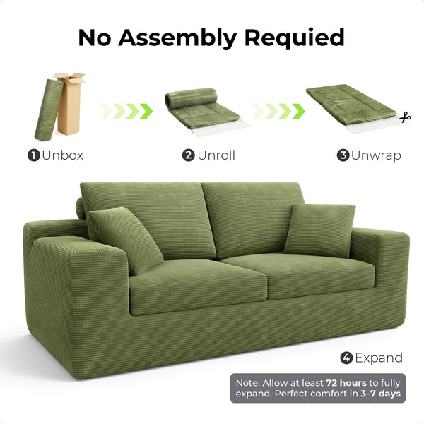 78" Corduroy Loveseat Sofa – Deep Seat, No Assembly Required