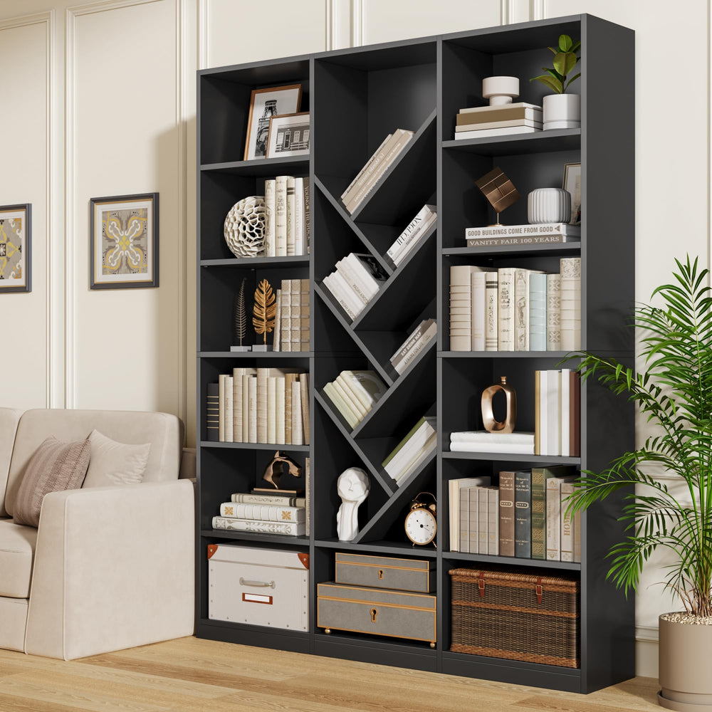 6-Tier Tree Bookshelf, 71" Tall Floor Standing Bookcase