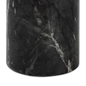 Round Marble Top End Table with Iron Frame