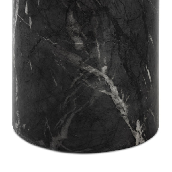Round Marble Top End Table with Iron Frame