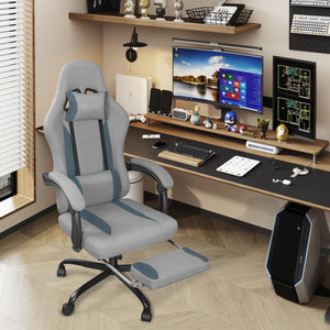Breathable Fabric Gaming Chair with Footrest