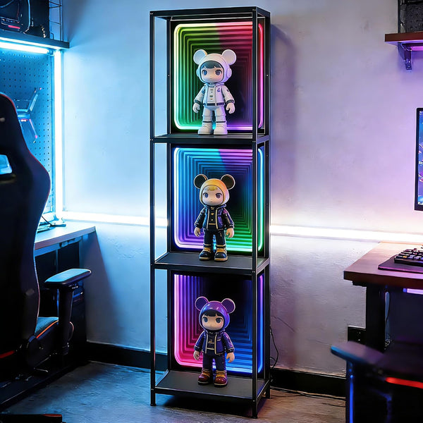 LED Infinity Mirror Display Cabinet with RGBW Lighting
