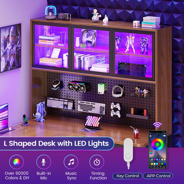 L-Shaped Gaming & Office Desk with Storage