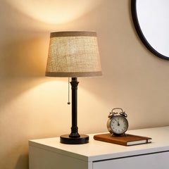Small Pull Chain Table Lamp with Fabric Shade 19.5"