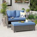 2-Piece Outdoor Wicker Loveseat & Coffee Table Set with Storage
