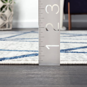 Blue Grey Criss Cross Area Rug