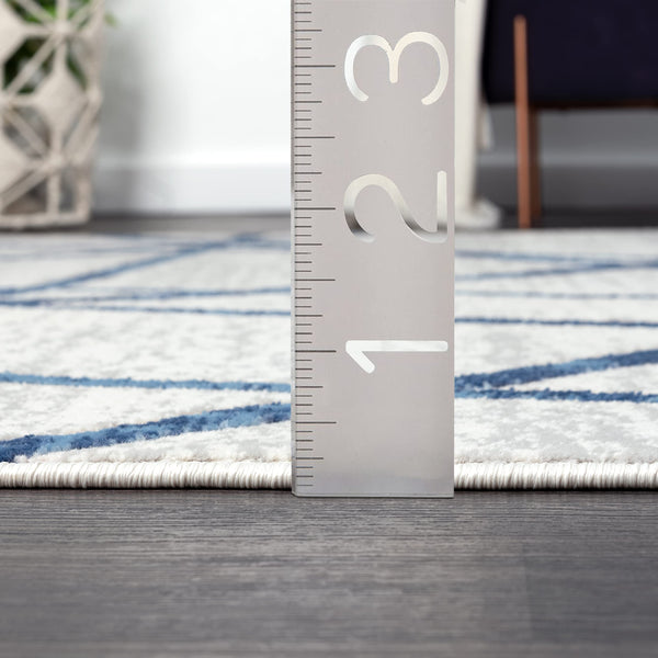 Blue Grey Criss Cross Area Rug