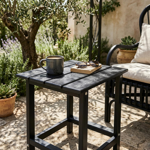 Kromax Outdoor Side Table, Adirondack Square Patio Table, Easy Maintenance & Weather Resistant, HDPE End Table for Backyard, Pool, Patio, Porch, Black