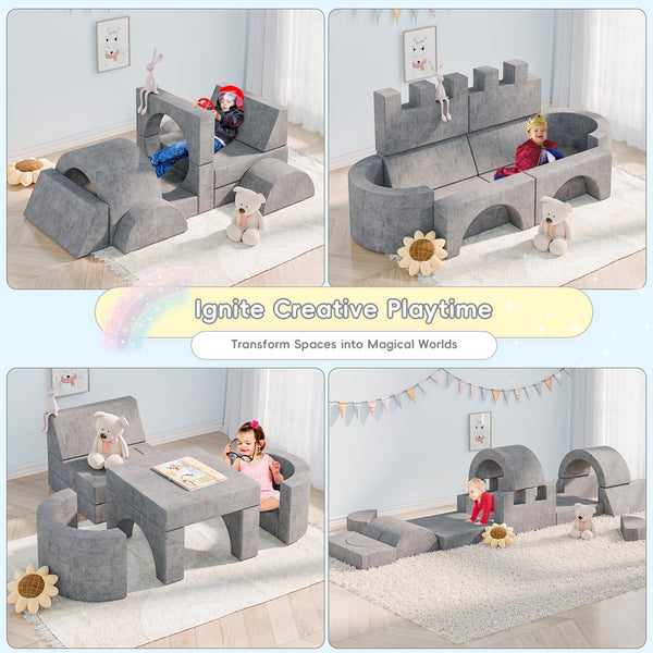 Modular Kids Play Couch – 68" Convertible Foam Sofa
