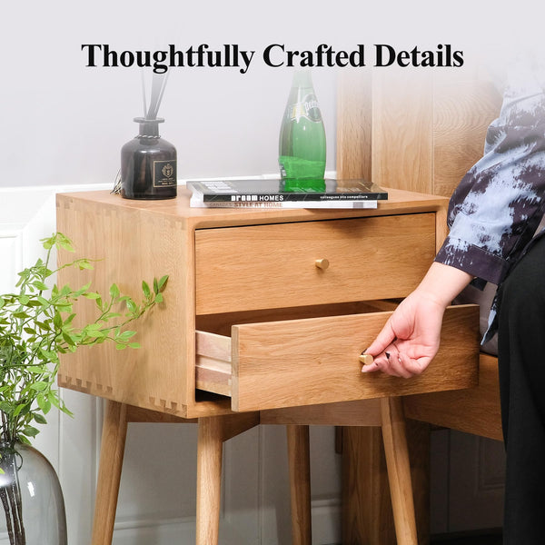 Solid Wood Nightstand with Drawer