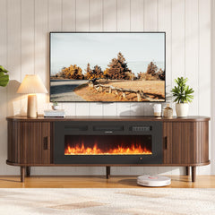 70" Fluted TV Stand with Electric Fireplace