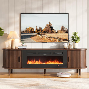 70" Fluted TV Stand with Electric Fireplace