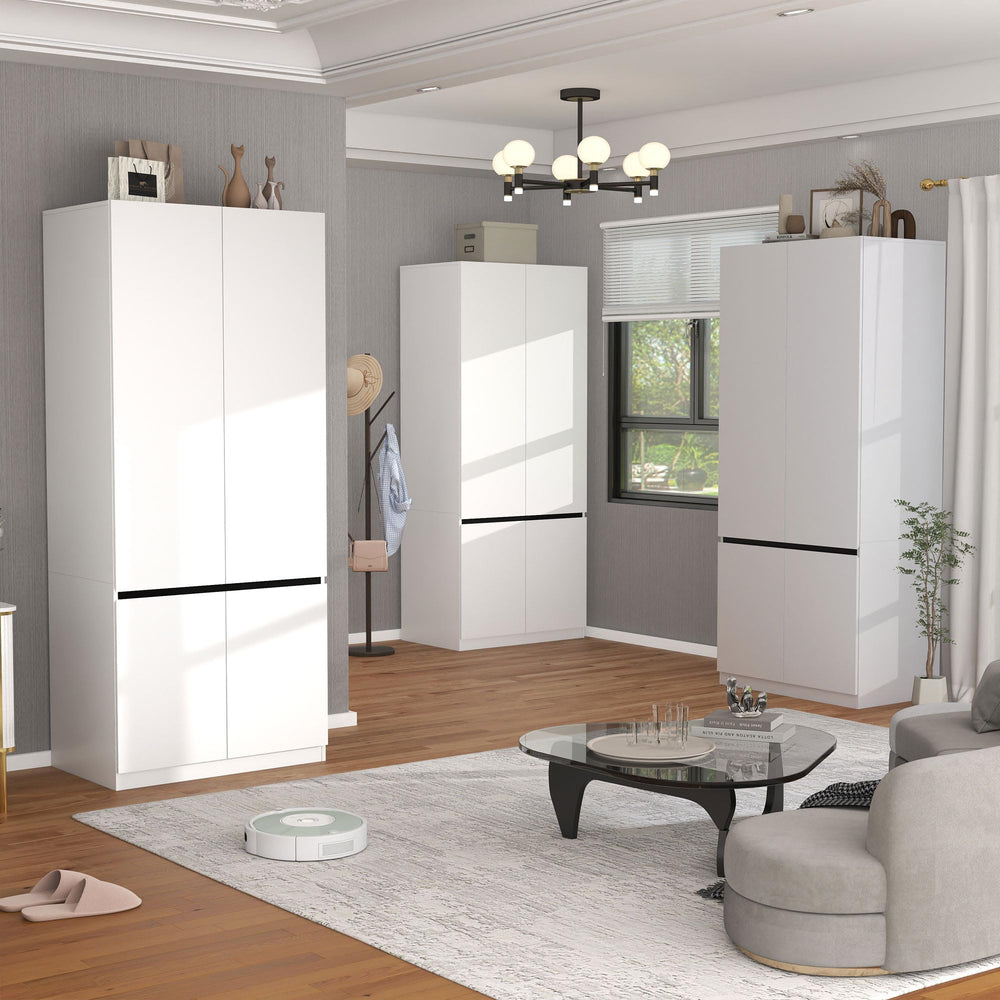 White Wardrobe Closet with Doors & Hanging Rod