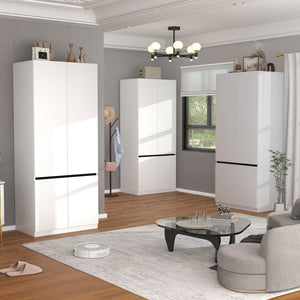 White Wardrobe Closet with Doors & Hanging Rod