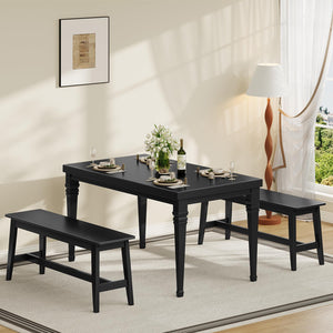 Bamboo Dining Bench with Metal Legs – Farmhouse Kitchen & Entryway Bench