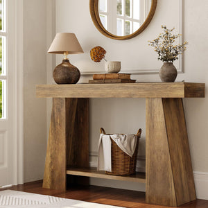 47-Inch 2-Tier Farmhouse Console Table with Storage Shelf