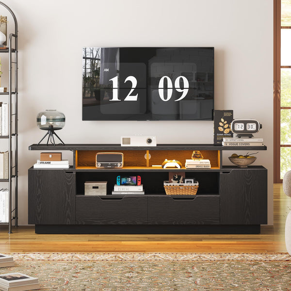 TV Stand for 85 Inch TVs with Power Outlet & LED Lights