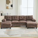 U-Shaped Sectional Sofa with Dual Chaise Lounges & Storage Pockets