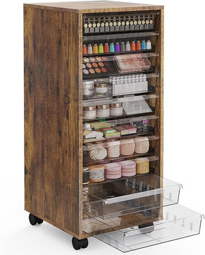 10-Drawer Rolling Storage Cart with Clear Drawers