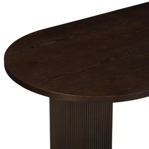 Oval Top Dining Table – Pedestal Base, Seats 6, Dark Brown