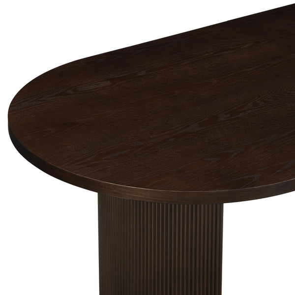Oval Top Dining Table – Pedestal Base, Seats 6, Dark Brown