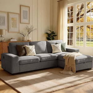 L-Shaped Sectional Sleeper Sofa with Chaise & 110L Storage